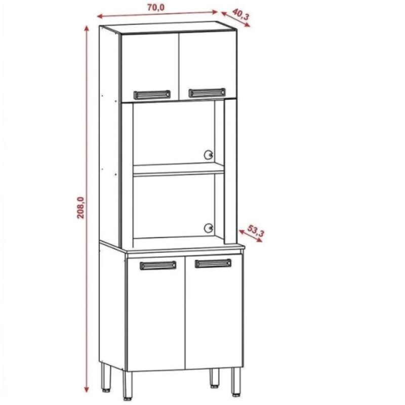 Mueble Duplo AMETISTA para Microondas y Horno 4 Puertas Color Nogueira Off White Mueble Duplo AMETISTA para Microondas y Horno 4 Puertas Color Nogueira Off White