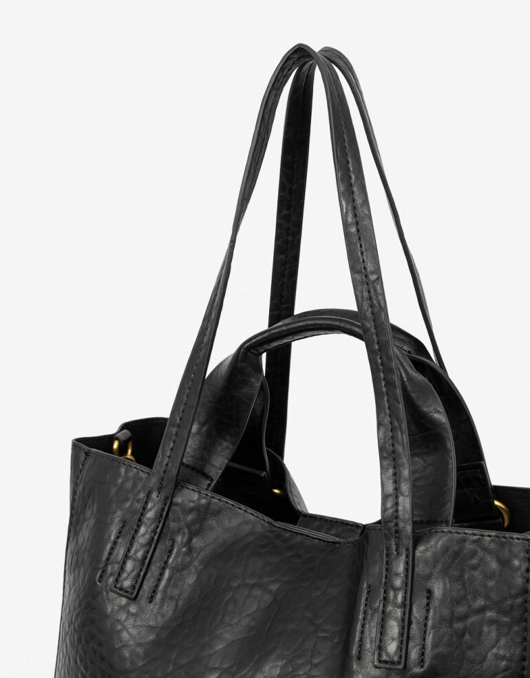 Shopper Shopper Con Doble Asa - Negro