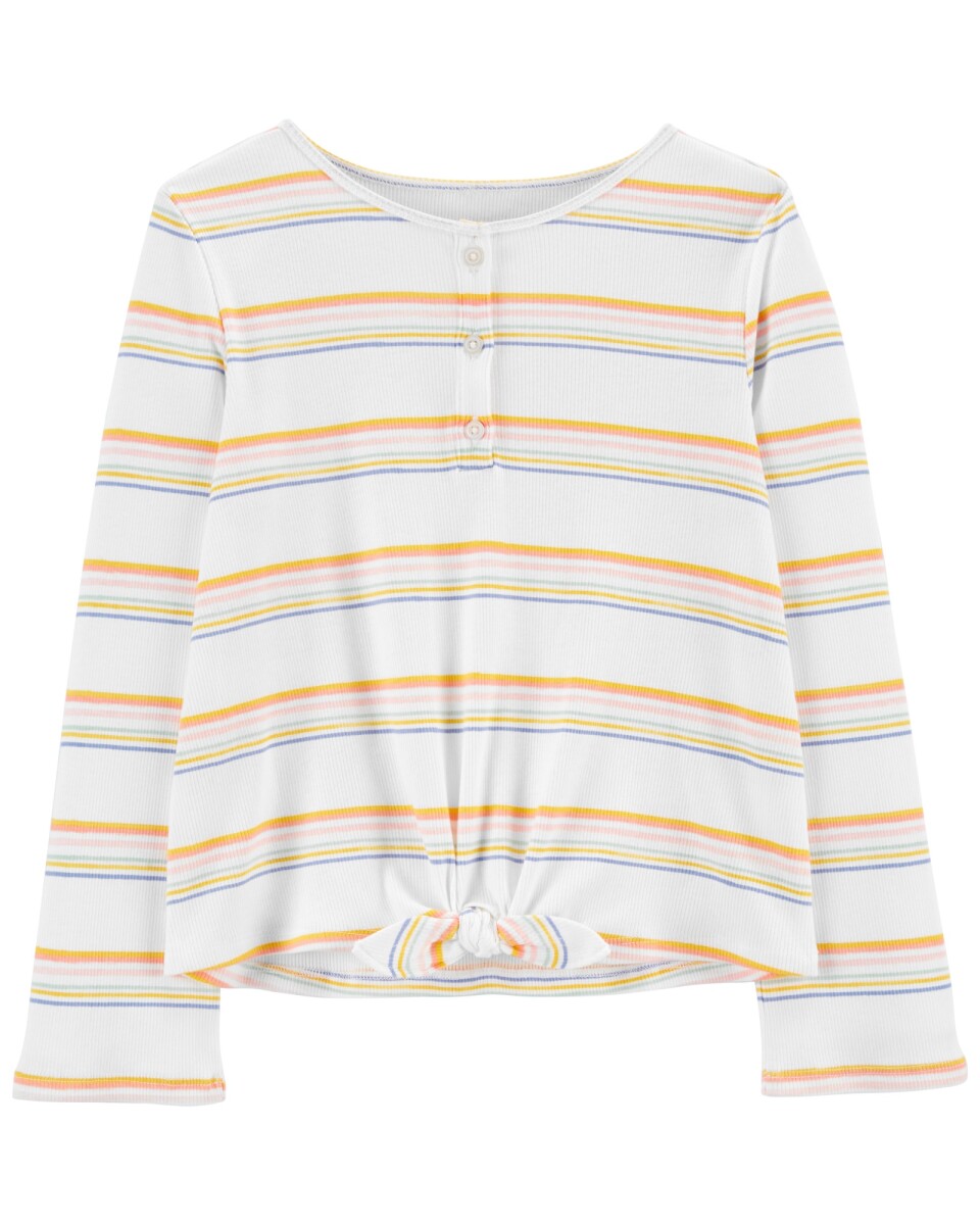 Remera A Rayas Manga Larga Con Nudo 