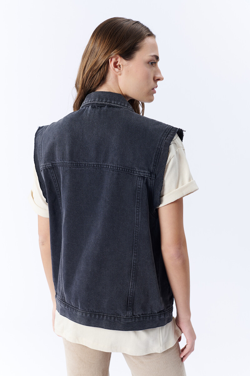 Chaleco Jean Gris Oscuro