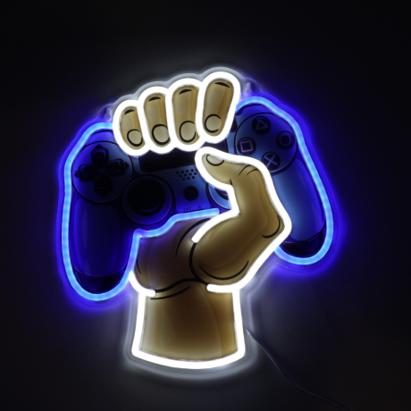 CARTEL DE NEON DISEÑO MANO CON JOYSTICK CARTEL DE NEON DISEÑO MANO CON JOYSTICK