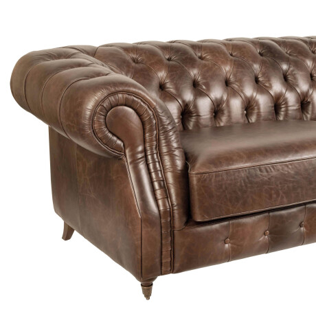 SOFA 3 CUERPOS CUERO-100-NATURAL MARRON NEW CHESTERFIELD CHOC.