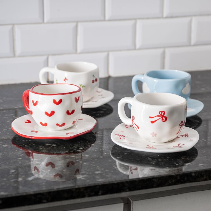 Taza de cerámica cerezas 350ml Taza de cerámica cerezas 350ml