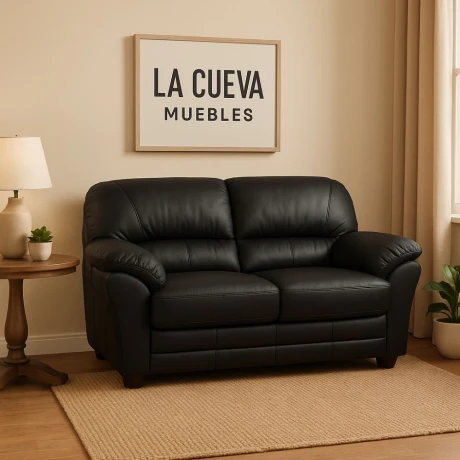 Sillon 2 cuerpos Cuero Natural Negro
