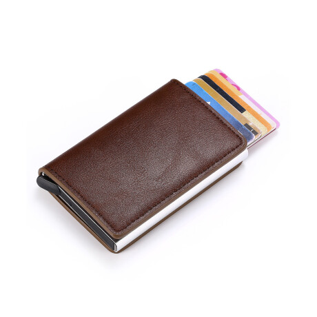 Billetera automatica de cuero Marron Oscuro