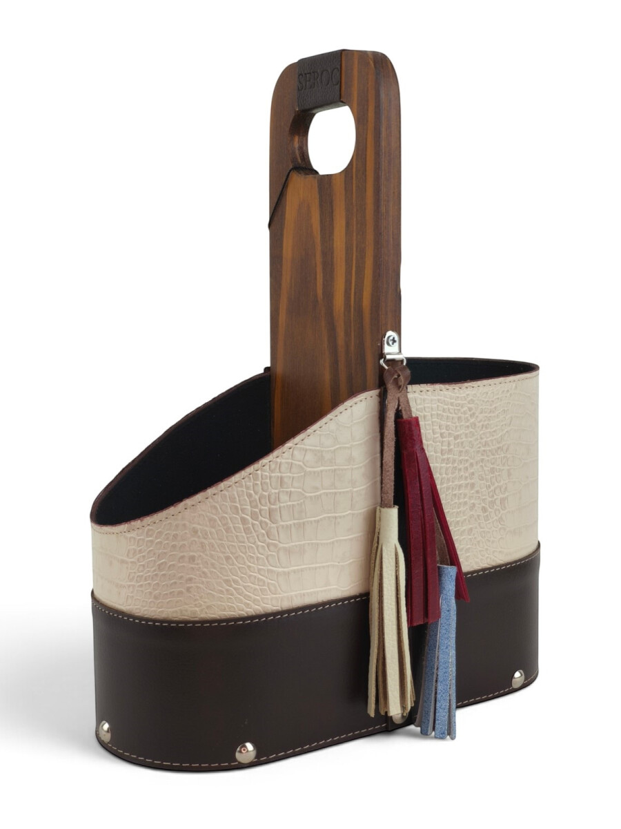 Matera de Cuero Legítimo con Estructura Integral de Madera - croco 3 