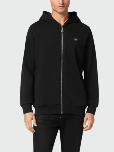 PHILIPP PLEIN - sudadera negra con capucha y calavera de strass Negro