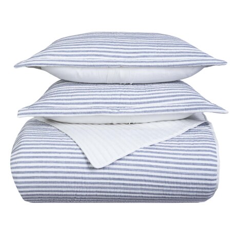 SET CUBRECAMA 1 PLAZA ALGODON AZUL COTTON STRIPE
