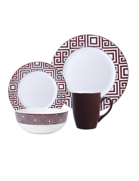 SET 16PCS OPALINA GEOMETRIC BORGOÑA 28/20/16.5CM-350ML SET 16PCS OPALINA GEOMETRIC BORGOÑA 28/20/16.5CM-350ML