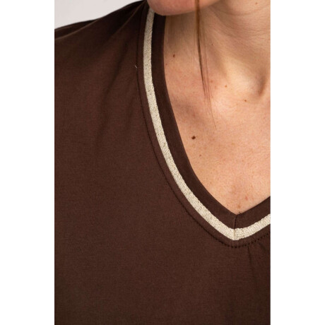 Remera Escote V Algodón Chocolate