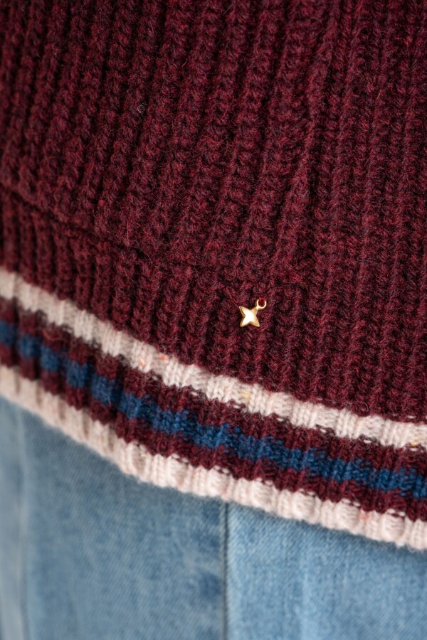 Cardigan Lana Multi Rojo