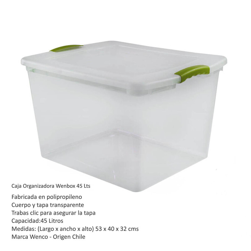 Set x3 Caja organizadora 45 lts Wenbox TRANSPARENTE