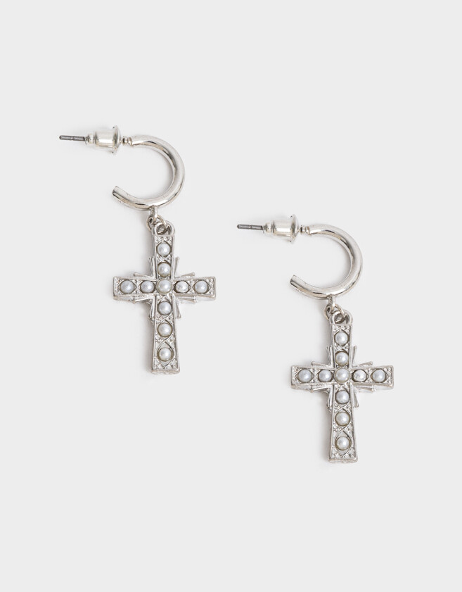 Aros Argollas Aros Argollsa Cruces - Plateado