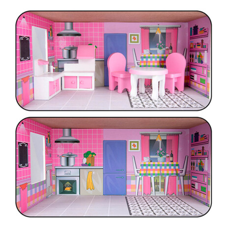 Casa Casita P/ Muñecas Grande En Madera C/ Muebles Jug007201