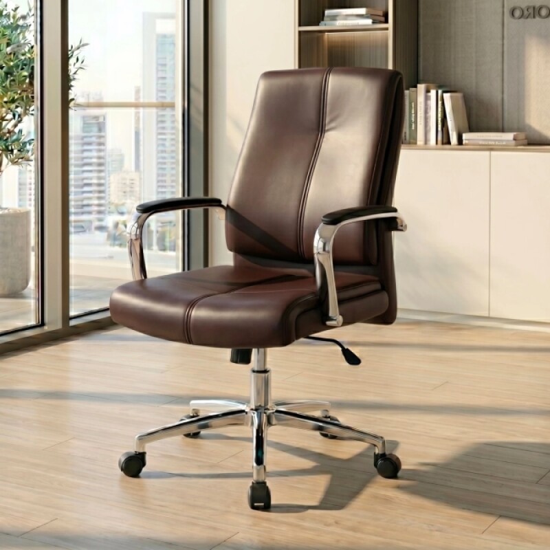 Silla Escritorio Cromada Mariposa Marron Rt-728a Silla Escritorio Cromada Mariposa Marron Rt-728a