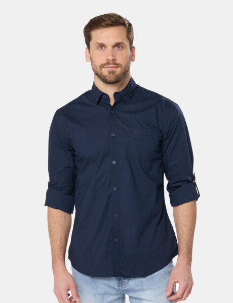 CAMISA LISA DE ALGODÓN Azul