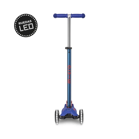 Monopatín Micro Maxi Deluxe LED Ajustable con 3 Ruedas AZUL