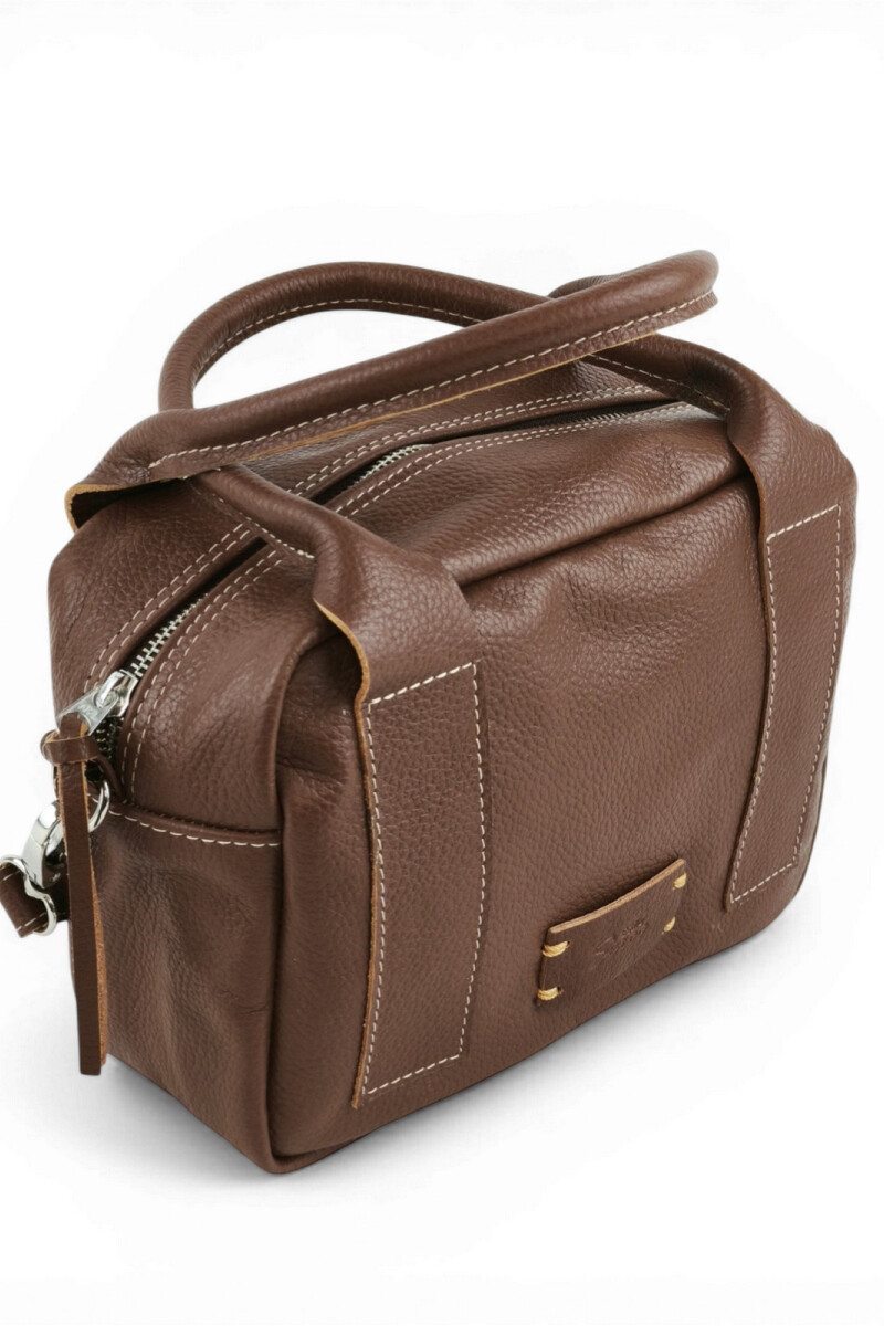Cartera de Mano y Bandolera 100% Cuero Chocolate