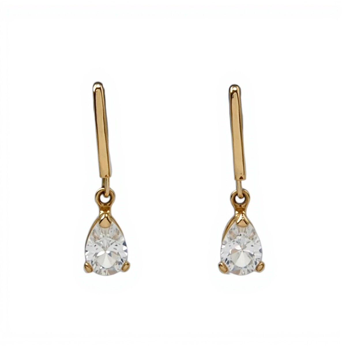 Caravanas oro Gotas - Oro bajo - Zirconia blanca- CA8008 - conpiedra 