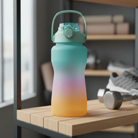 Botella Caramañola Agua 2Lt en Plástico con Sorbito y Manija Verde