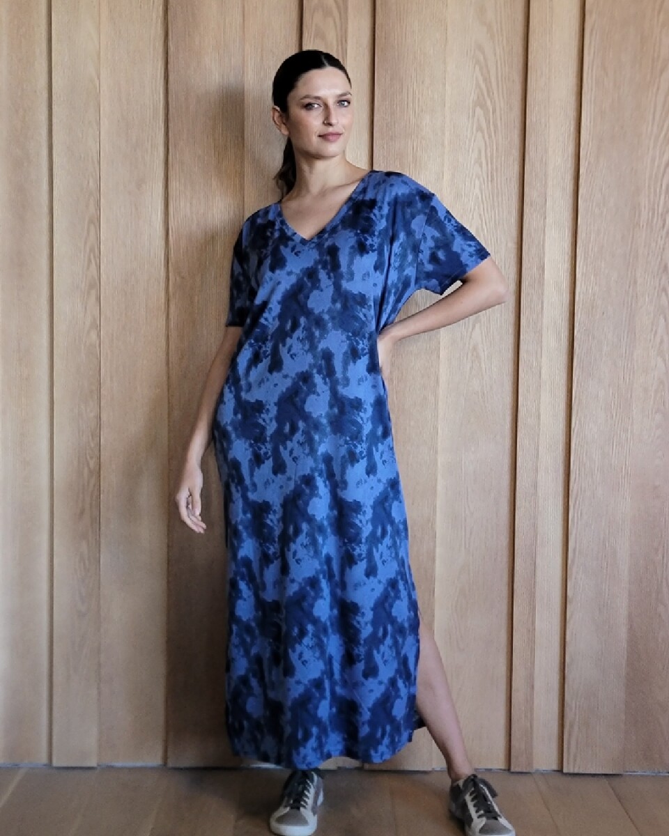 Vestido hibisco - Print Azul 