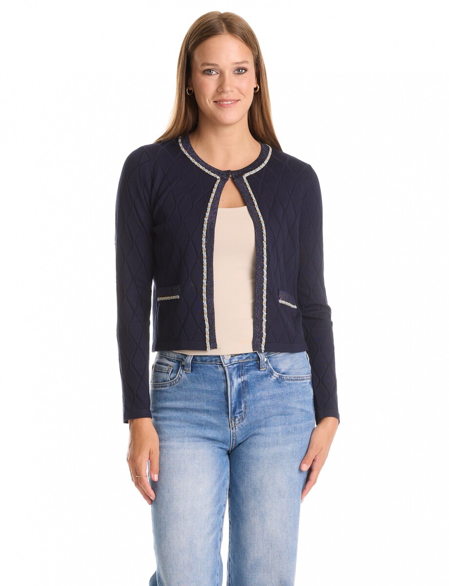 Cardigan Rombos & Cadena - Marino 