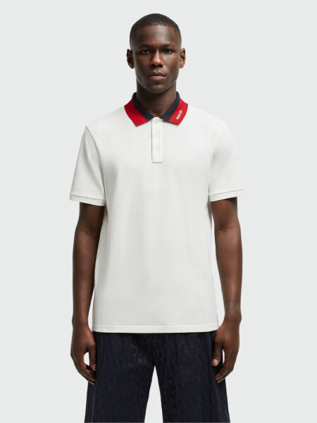 Moncler - Polo de Algodón con Parche con Logotipo Blanco