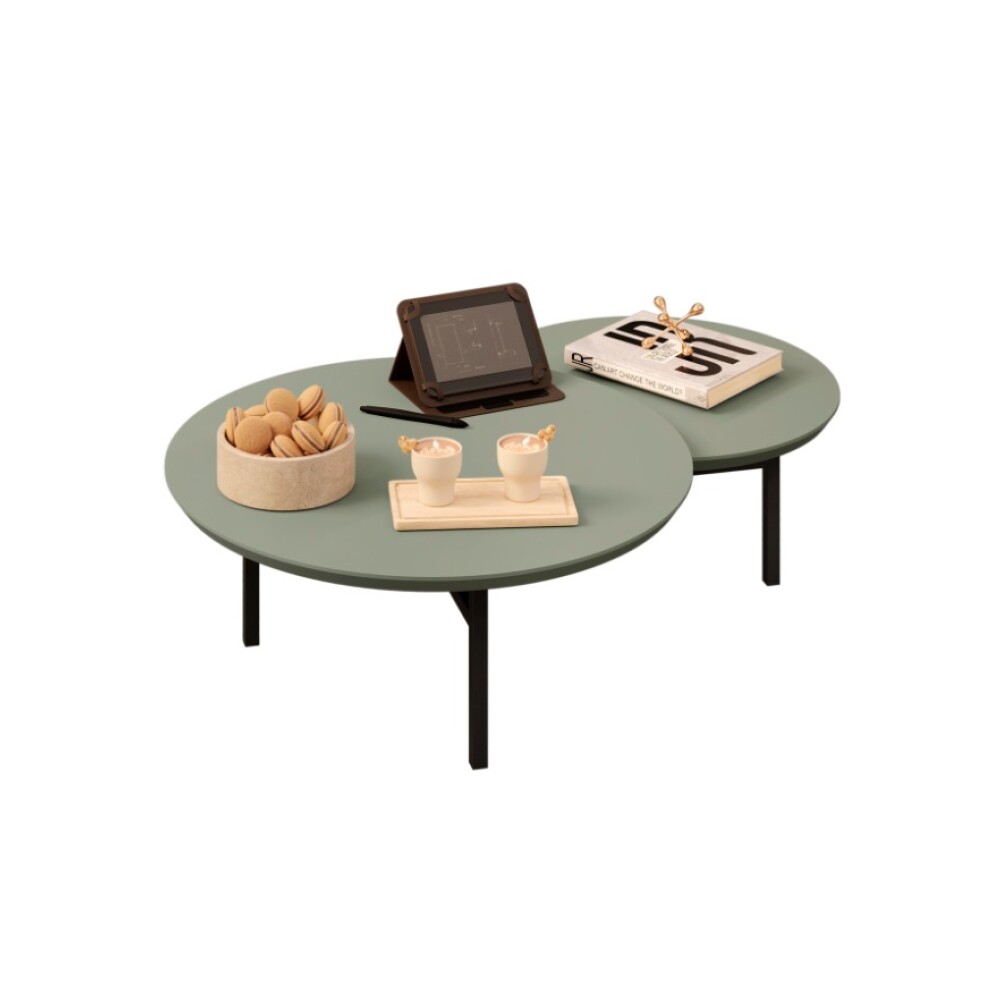 Mesa De Living MDF y Metal - Charlote Verde