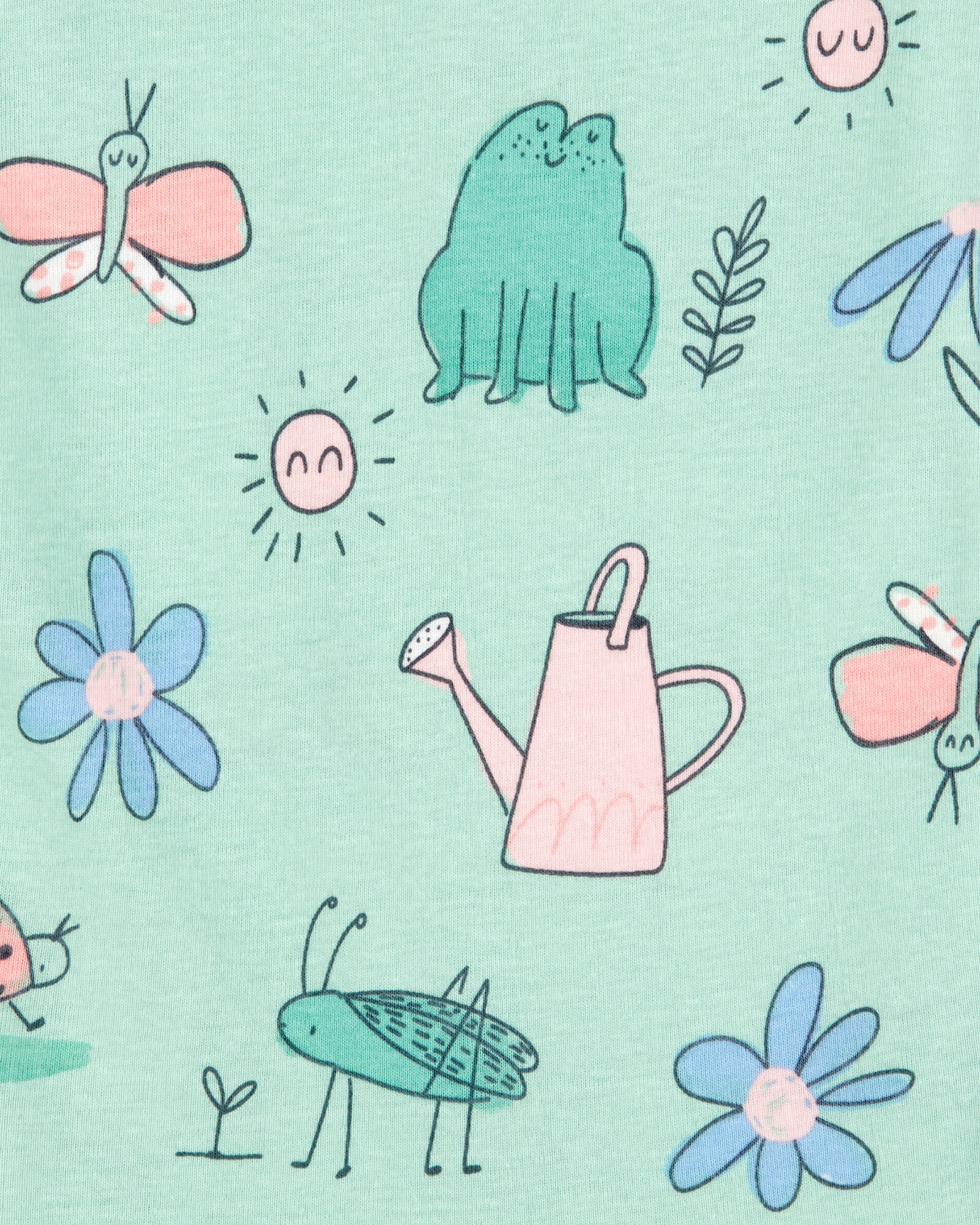 Pijama cuatro piezas de algodón, dos pantalones y dos remeras, diseño conejo Sin color