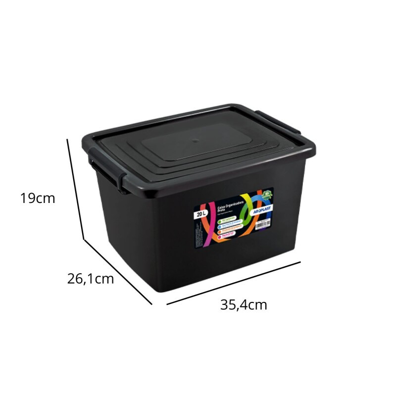 Set x3 Caja organizadora 20lts NEGRO
