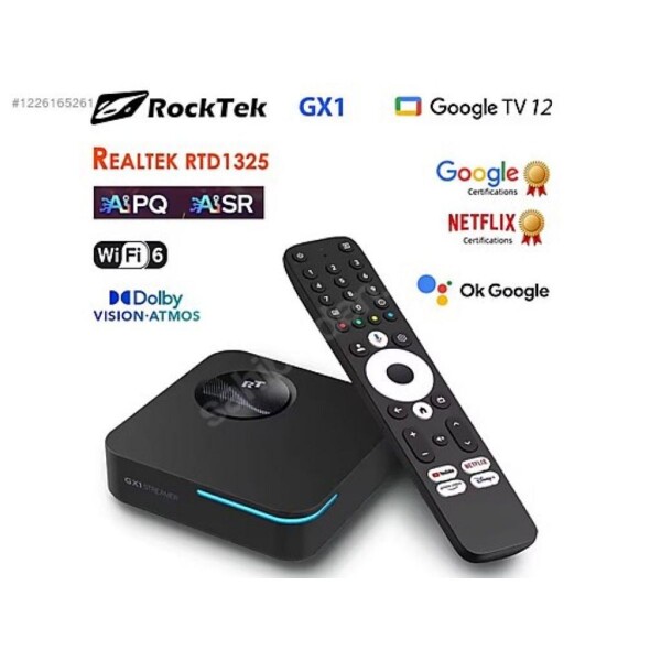 Tv Box Gx1 Rocktek 4+32gb Google Tv TV BOX GX1 ROCKTEK 4/32 GOOGLE TV