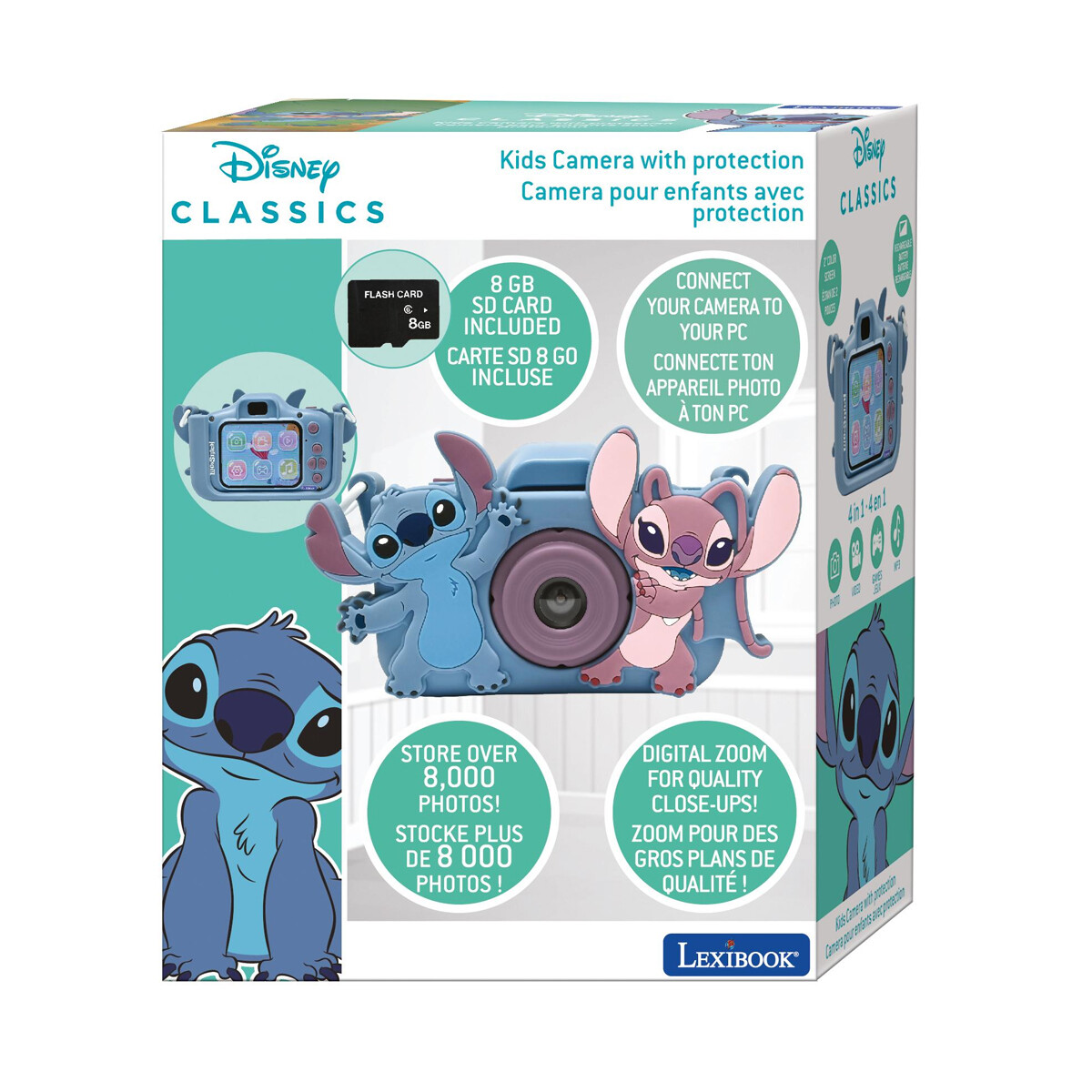 Cámara Digital Multifuncional Recargable Lexibook - Stitch 