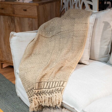 THROW NAUSA 130*170 LINO-Y-ALGODON GRIS/BLANCO