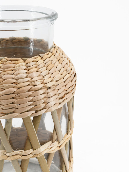 FLORERO BIBI VIDRIO Y FIBRA BEIGE