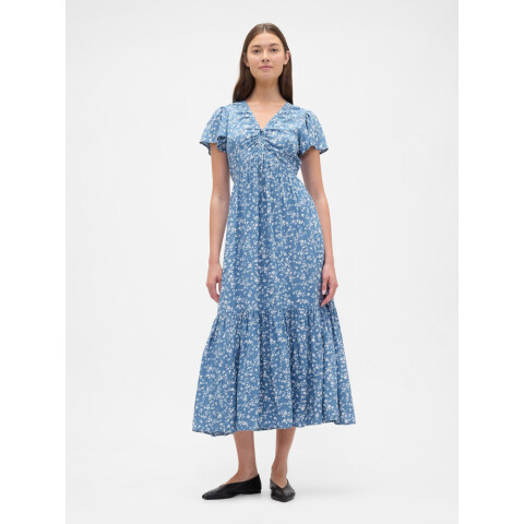 V-SS VNK RUCHED MAXI LIGHT BLUE FLORAL