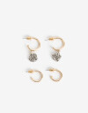 Aros Argollas Set Metal Set De Argollas Con Dije - Dorado