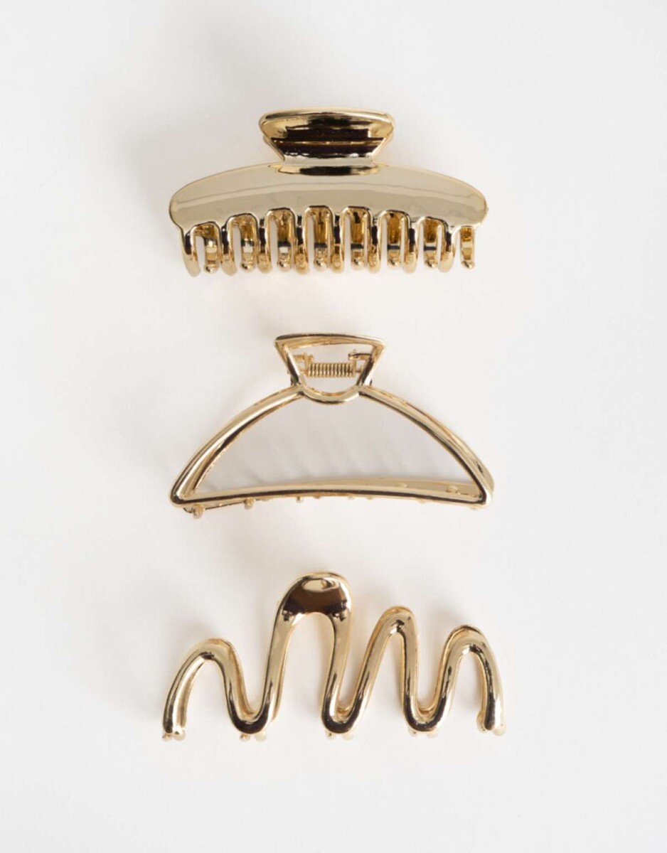 Set De Broches Metálicos - Dorado 