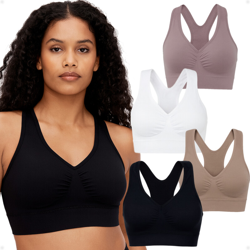 Soutien Top Sin Costuras Con Tiras Espalda Nadador Color Negro