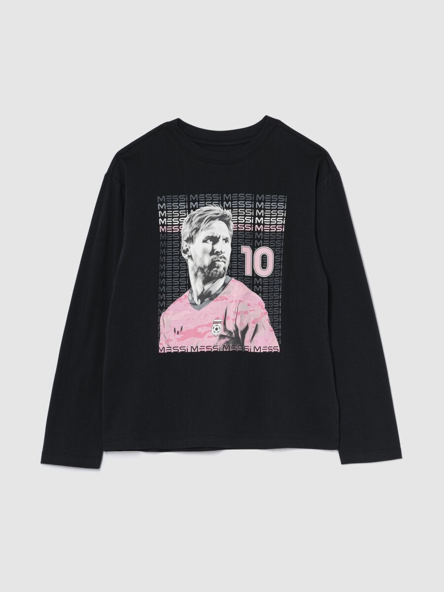 Remera Messi Manga Larga Niño - True Black V2 2 
