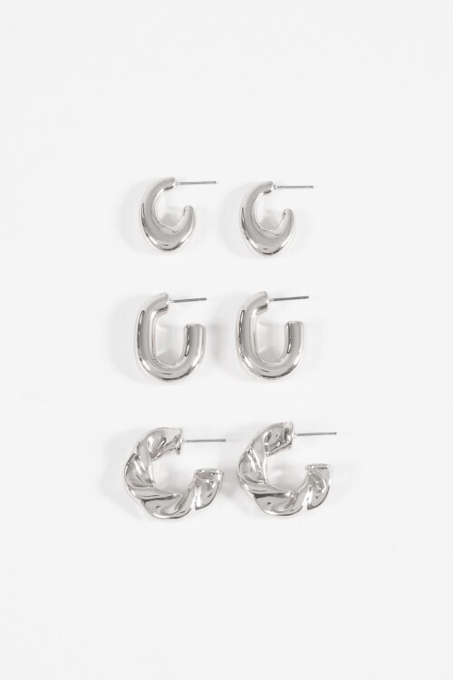 Set 3 aros curvo plateado