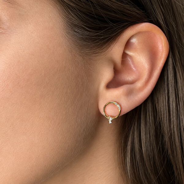 Caravanas Orbita de Oro Amarillo 18k con Brillantes Caravanas Orbita de Oro Amarillo 18k con Brillantes