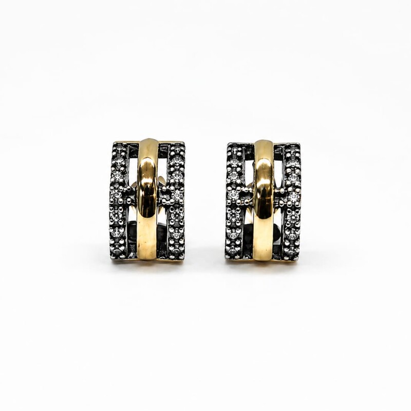 Caravanas plata y oro con zirconias Caravanas plata y oro con zirconias