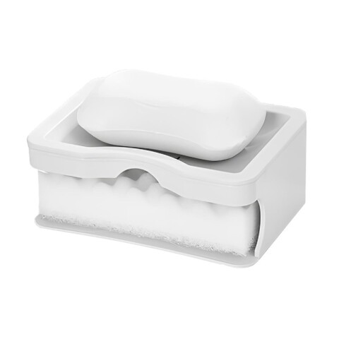 2x1 Jabonera y Porta esponja Blanco 12,5x8,5x5cm 2x1 Jabonera Y Porta Esponja Blanco 12,5x8,5x5cm