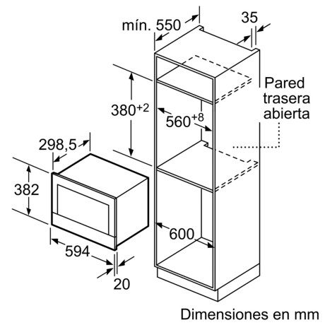 MICROONDAS DE EMPOTAR BOSCH 21-LITROS GRIS BFR634GS1