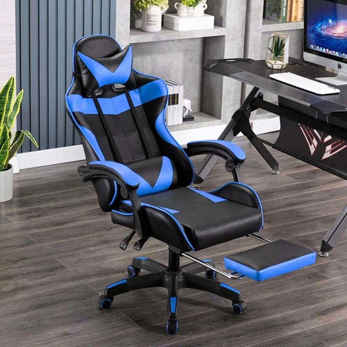 Silla Gamer Gaming Ergonomica Reclinable - PU - Azul 