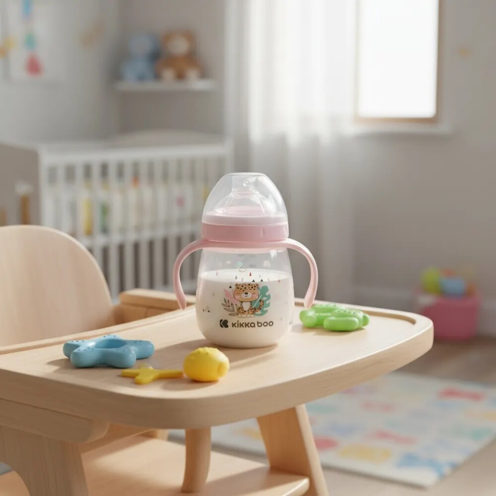 Vaso KIKKABOO 6m+ boquilla silicona rosa
