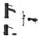 Juego Grifería Lavatorio Bajo Bidet Y Ducha NEGRO