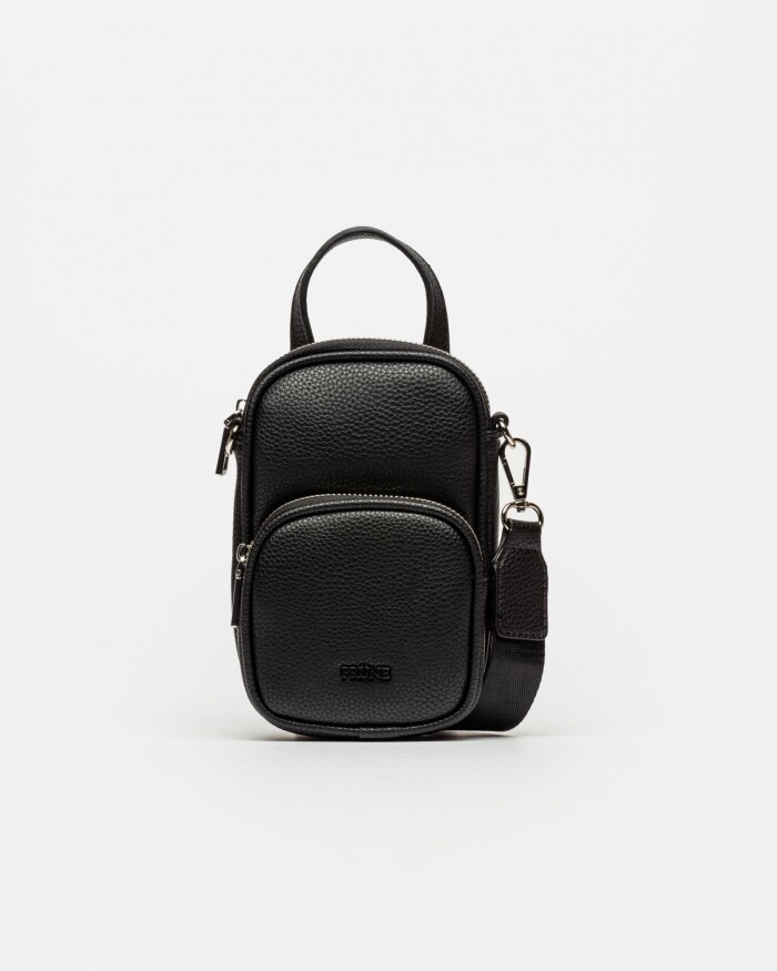 Porta Celular Baby Donna En Efecto Cuero Graneado Negro