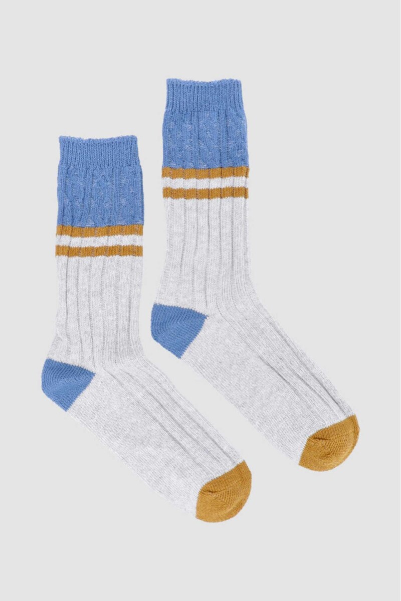 Medias en 3 franjas de color - Gris 