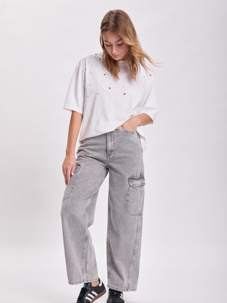 Pantalón jean cargo Gris